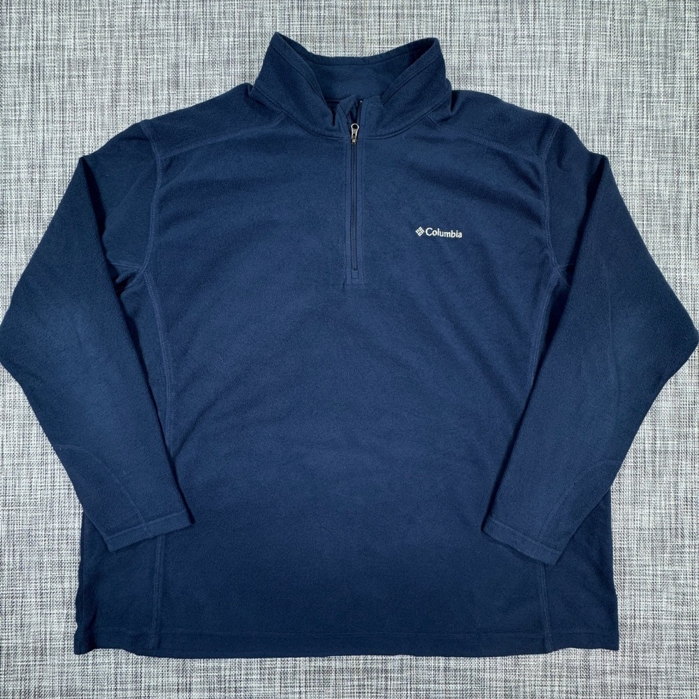 Columbia Mens XXL Pine Ridge Fleece Pullover Navy Blue Half Zip Lightweight